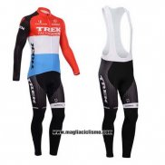 2014 Abbigliamento Ciclismo Trek Factory Racing Rosso e Bianco Manica Lunga e Salopette