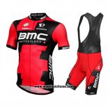 2016 Abbigliamento Ciclismo BMC Nero e Rosso Manica Corta e Salopette