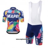 2017 Abbigliamento Ciclismo Mapei Blu Manica Corta e Salopette