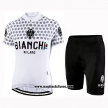 2019 Abbigliamento Ciclismo Donne Bianchi Dot Bianco Manica Corta e Salopette