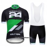 2019 Abbigliamento Ciclismo Herbalifr 24 Nero Verde Manica Corta e Salopette