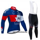 2020 Abbigliamento Ciclismo IAM Bianco Rosso Blu Manica Lunga e Salopette