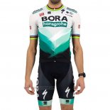 2021 Abbigliamento Ciclismo Bora Campione Bianco Verde Manica Corta e Salopette