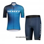 2021 Abbigliamento Ciclismo Scott Nero Blu Manica Corta e Salopette
