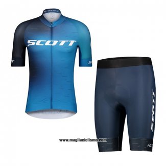2021 Abbigliamento Ciclismo Scott Nero Blu Manica Corta e Salopette