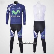 2011 Abbigliamento Ciclismo Movistar Blu Manica Lunga e Salopette