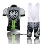 2013 Abbigliamento Ciclismo Rock Racing Nero e Verde Manica Corta e Salopette