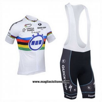 2013 Abbigliamento Ciclismo UCI Mondo Campione Lider Quick Step Manica Corta e Salopette