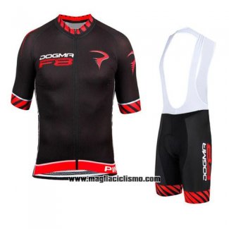 2015 Abbigliamento Ciclismo Pinarello Nero e Rosso Manica Corta e Salopette
