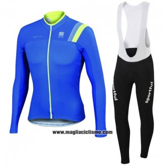 2016 Abbigliamento Ciclismo Sportful Blu e Verde Manica Lunga e Salopette