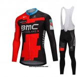 2018 Abbigliamento Ciclismo BMC Rosso e Nero Manica Lunga e Salopette