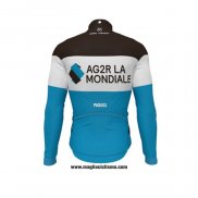 2019 Abbigliamento Ciclismo Ag2r La Mondiale Nero Bianco Blu Manica Lunga e Salopette