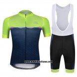 2019 Abbigliamento Ciclismo Chomir Verde Spento Blu Manica Corta e Salopette
