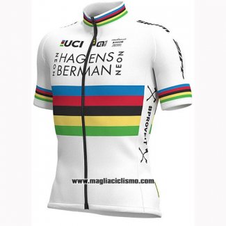 2019 Abbigliamento Ciclismo UCI Mondo Campione Androni Giocattoli Bianco Manica Corta e Salopette