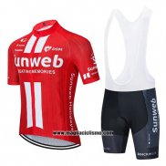 2020 Abbigliamento Ciclismo Sunweb Rosso Bianco Manica Corta e Salopette