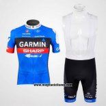 2012 Abbigliamento Ciclismo Garmin Sharp Celeste Manica Corta e Salopette