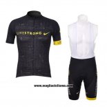 2012 Abbigliamento Ciclismo Livestrong Nero Manica Corta e Salopette