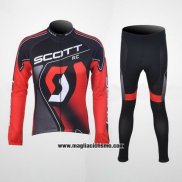 2012 Abbigliamento Ciclismo Scott Nero e Rosso Manica Lunga e Salopette