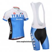 2014 Abbigliamento Ciclismo Castelli Blu e Bianco Manica Corta e Salopette
