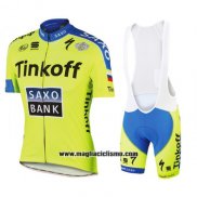 2016 Abbigliamento Ciclismo Tinkoff Saxo Bank Giallo e Blu Manica Corta e Salopette