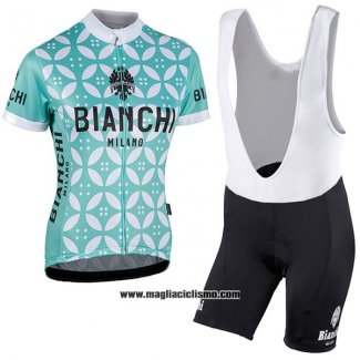 2017 Abbigliamento Ciclismo Donne Bianchi Verde e Bianco Manica Corta e Salopette