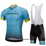 2018 Abbigliamento Ciclismo Astana Blu Manica Corta e Salopette