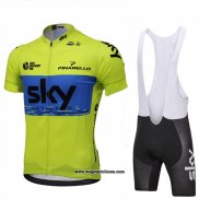 2018 Abbigliamento Ciclismo Sky Verde e Blu Manica Corta e Salopette
