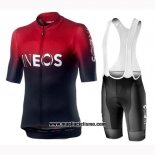 2019 Abbigliamento Ciclismo Castelli Ineos Nero Rosso Manica Corta e Salopette