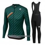 2020 Abbigliamento Ciclismo Donne Sportful Verde Arancione Manica Lunga e Salopette
