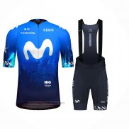 2024 Abbigliamento Ciclismo Movistar Blu Bianco Manica Corta e Salopette
