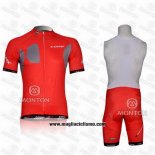 2011 Abbigliamento Ciclismo Look Rosso Manica Corta e Salopette