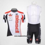 2012 Abbigliamento Ciclismo Bissell Bianco e Rosso Manica Corta e Salopette