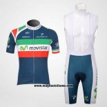 2012 Abbigliamento Ciclismo Movistar Campione Italia Manica Corta e Salopette