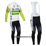 2013 Abbigliamento Ciclismo Orica GreenEDGE Bianco e Verde Manica Lunga e Salopette