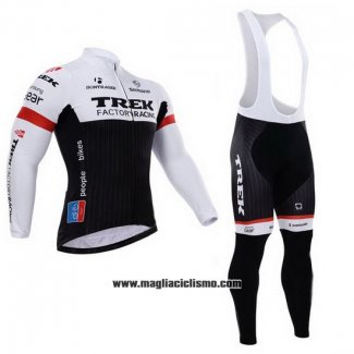 2015 Abbigliamento Ciclismo Trek Factory Racing Factory Racing Bianco e Nero Manica Lunga e Salopette