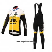 2016 Abbigliamento Ciclismo Lotto NL Jumbo Giallo e Nero Manica Lunga e Salopette