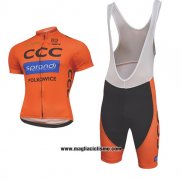 2017 Abbigliamento Ciclismo CCC Nero e Arancione Manica Corta e Salopette