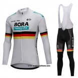 2018 Abbigliamento Ciclismo Bora Campione Belgio Bianco Manica Lunga e Salopette