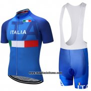 2018 Abbigliamento Ciclismo Italia Blu Manica Corta e Salopette