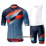 2019 Abbigliamento Ciclismo Castelli Tabula Rasa Blu Arancione Manica Corta e Salopette