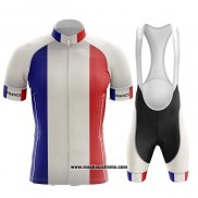 2020 Abbigliamento Ciclismo Campione Francia Blu Bianco Rosso Manica Corta e Salopette(3)