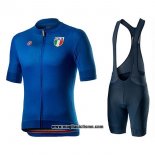 2020 Abbigliamento Ciclismo Italia Blu Manica Corta e Salopette