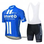 2020 Abbigliamento Ciclismo Sunweb Blu Bianco Manica Corta e Salopette