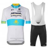 2023 Abbigliamento Ciclismo Astana Bianco Manica Corta e Salopette