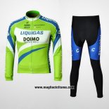 2010 Abbigliamento Ciclismo Liquigas Doimo Blu e Verde Manica Lunga e Salopette