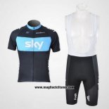 2011 Abbigliamento Ciclismo Sky Nero e Celeste Manica Corta e Salopette