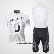 2012 Abbigliamento Ciclismo Scott Bianco e Grigio Manica Corta e Salopette