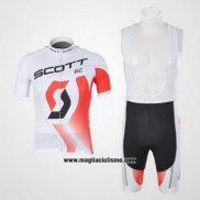 2012 Abbigliamento Ciclismo Scott Bianco e Rosso Manica Corta e Salopette