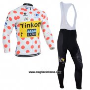 2014 Abbigliamento Ciclismo Saxobank Lider Bianco e Rosso Manica Lunga e Salopette