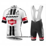 2016 Abbigliamento Ciclismo Giant Alpecin Bianco e Rosso Manica Corta e Salopette
